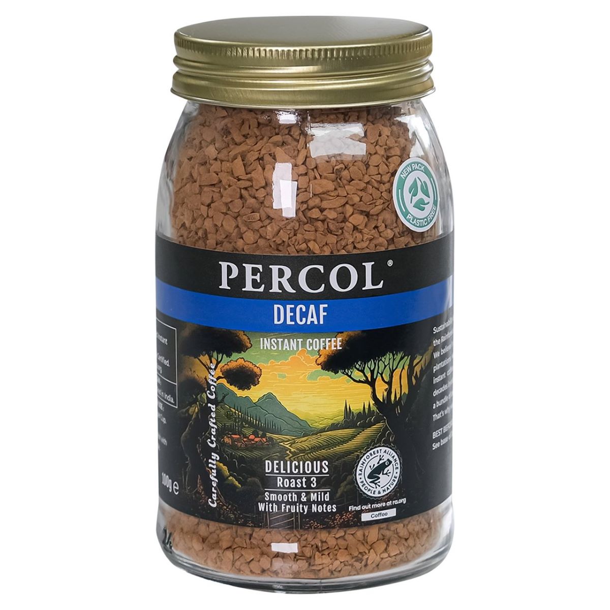 Percol Fairtrade Decaf Colombia Freeze-Dried Instant Coffee 100g